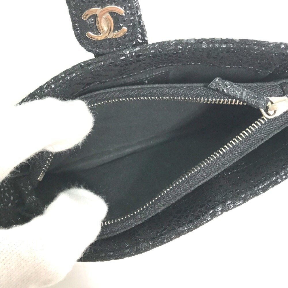 CHANEL Black Leather Logo Pouch - Picture 8 of 10